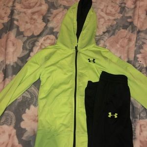 Boys underarmour neon jacket and long pants
